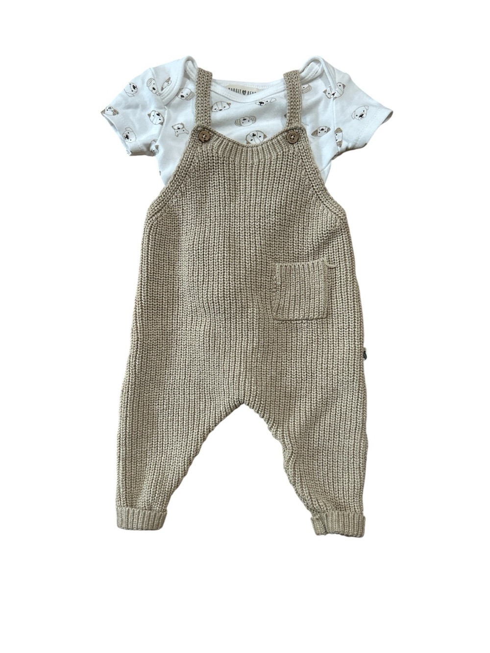 Neutral Knit Baby Overalls in Beige - Cozy Kids Bottoms